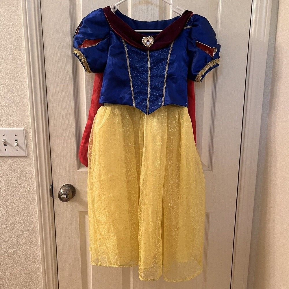 Disney Parks Snow White Dress Costume Halloween Cape Tulle Girls Size L 10-12